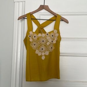 Antropologie Floreat cross back yellow top